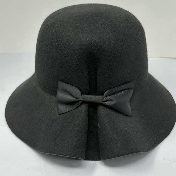 1920s Vintage Style Long Brim Wool Felt Cloche Hat Black 100% Polyester Size S - Picture 1 of 4
